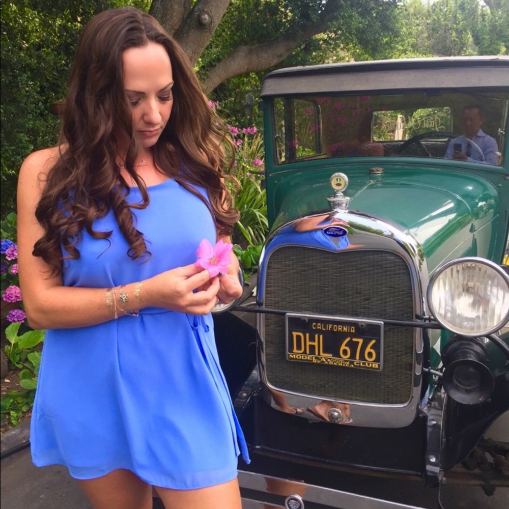 Moving SALE- Everything MUST GO! Blue short dress with sash tie